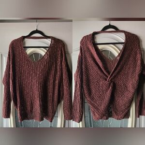 Altar’d State Twist‎ Back Knit Sweater 🍷 Boho Cozy Fall Vibes XS/S
